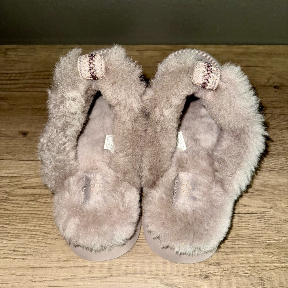 UGG Women's Suede Shearling Moccasin Slippers in Light Taupe - Picture 4 of 6